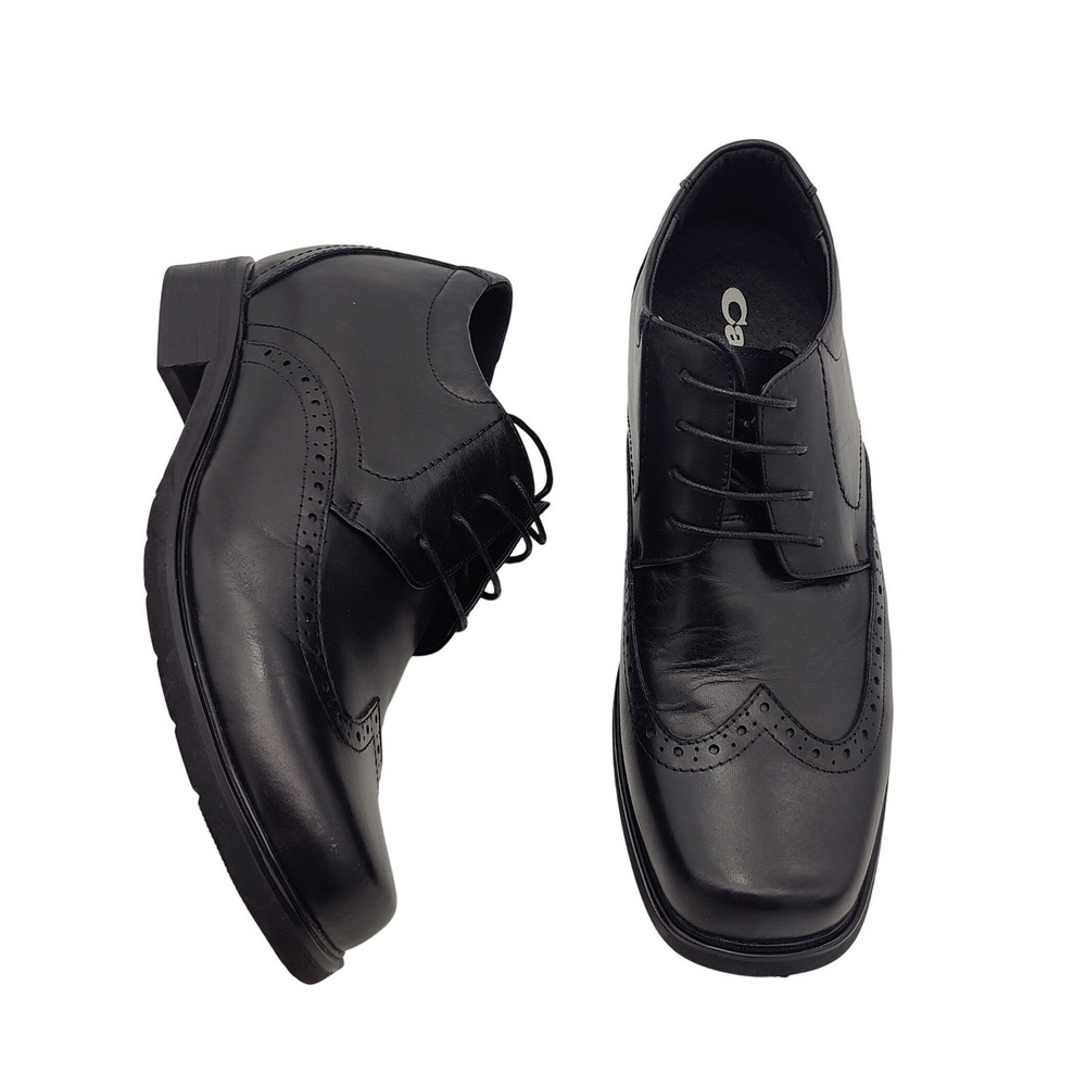 Calto Men Elevator Height Increasing Academia Wingtip Oxford 10 Black Dress Shoe